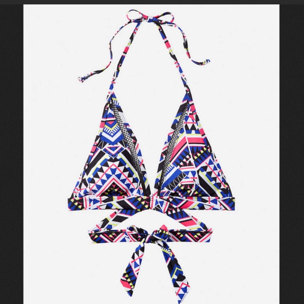 Last chance…Express Bikini Top Tribal Geometric Swimsuit Wrap Halter XS S New
